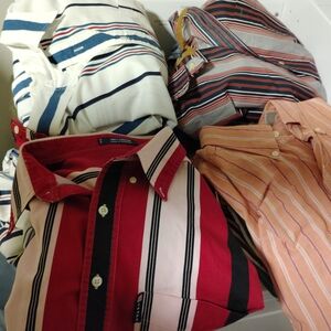Red and White Striped Men's Shirt